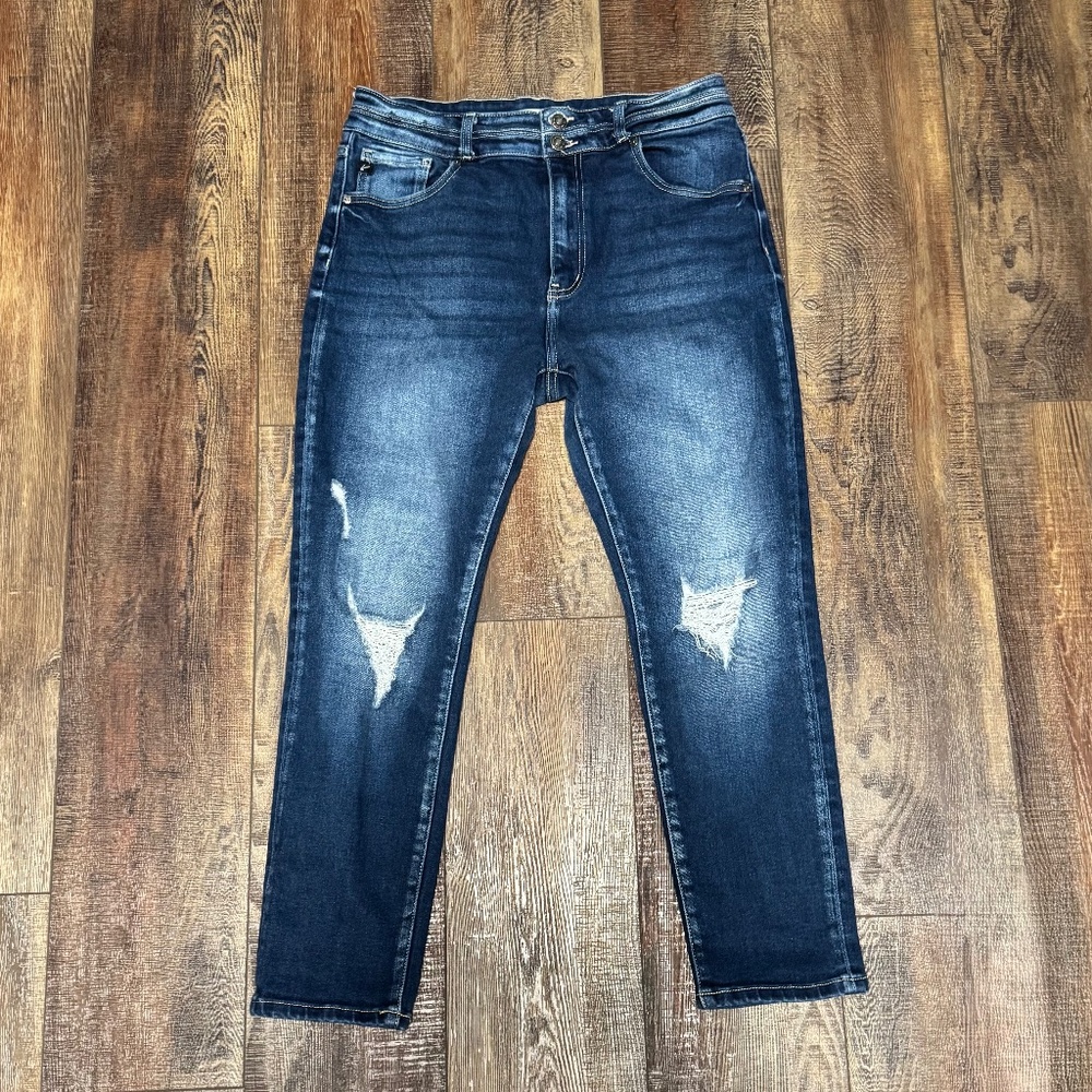 Kan Can distressed High Rise Cropped Jeans 30